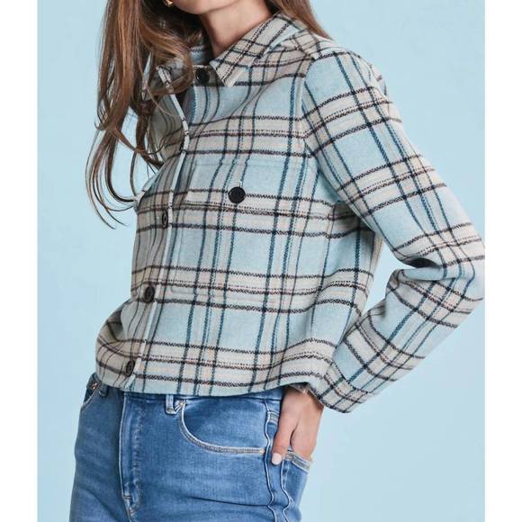 TYLER BOE Jackets & Blazers - NEW TYLER BOE mallary plaid jacket in aqua  multi